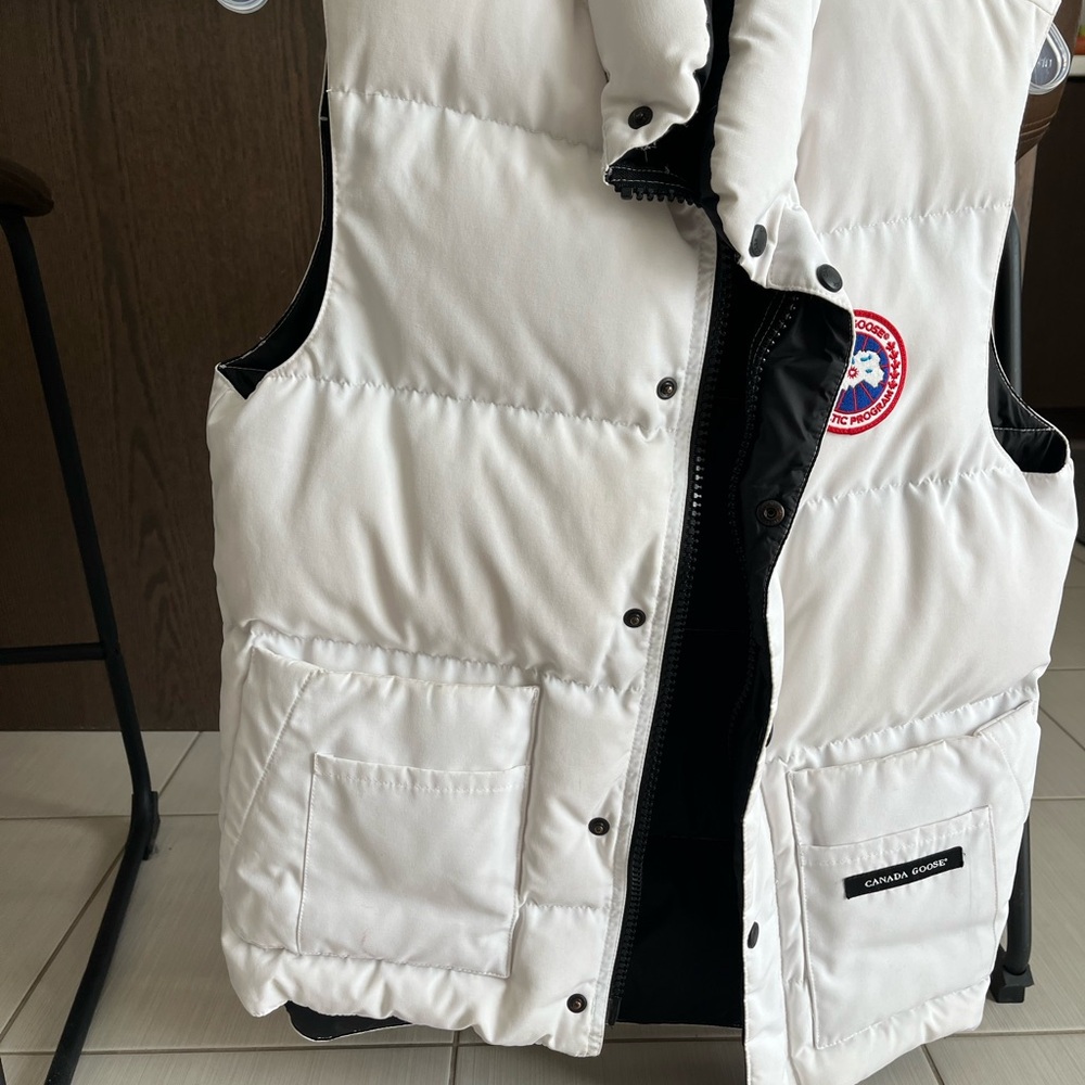 Canada Goose White & Black Down Puffer Vest